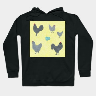 Blue Ameraucana Pattern Yellow Hoodie